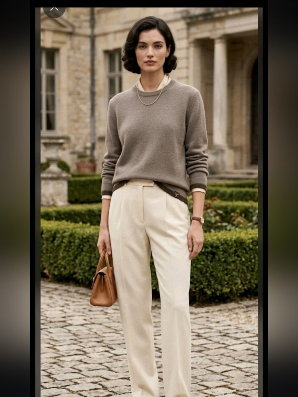 Yves Saint Laurent Crew Neck Pullover Sweater 4 Brown Taupe Gray Old Money Minim